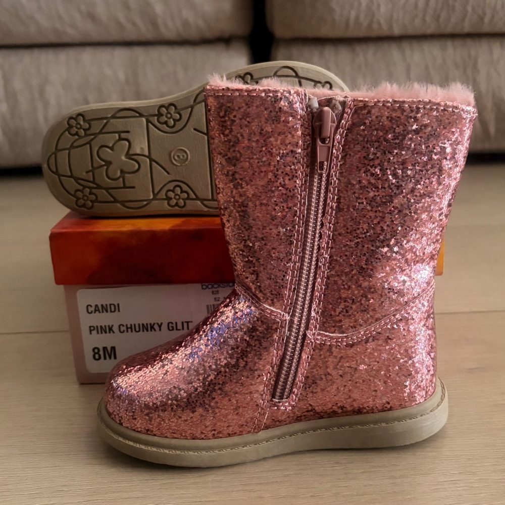Rachel Shoes - Kids Candi Pink Glitter Boots